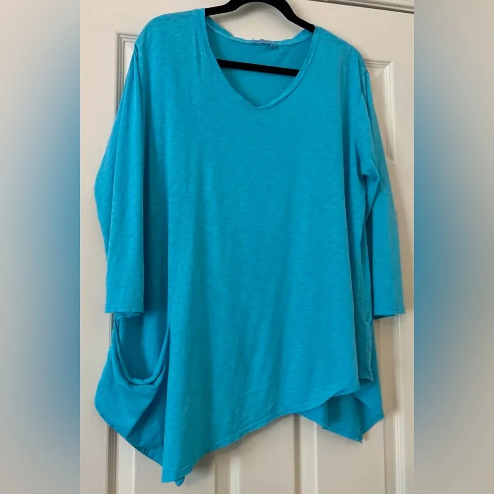 Fresh Produce Aquarium Blue Cotton Top With‎ Pocket Size Medium